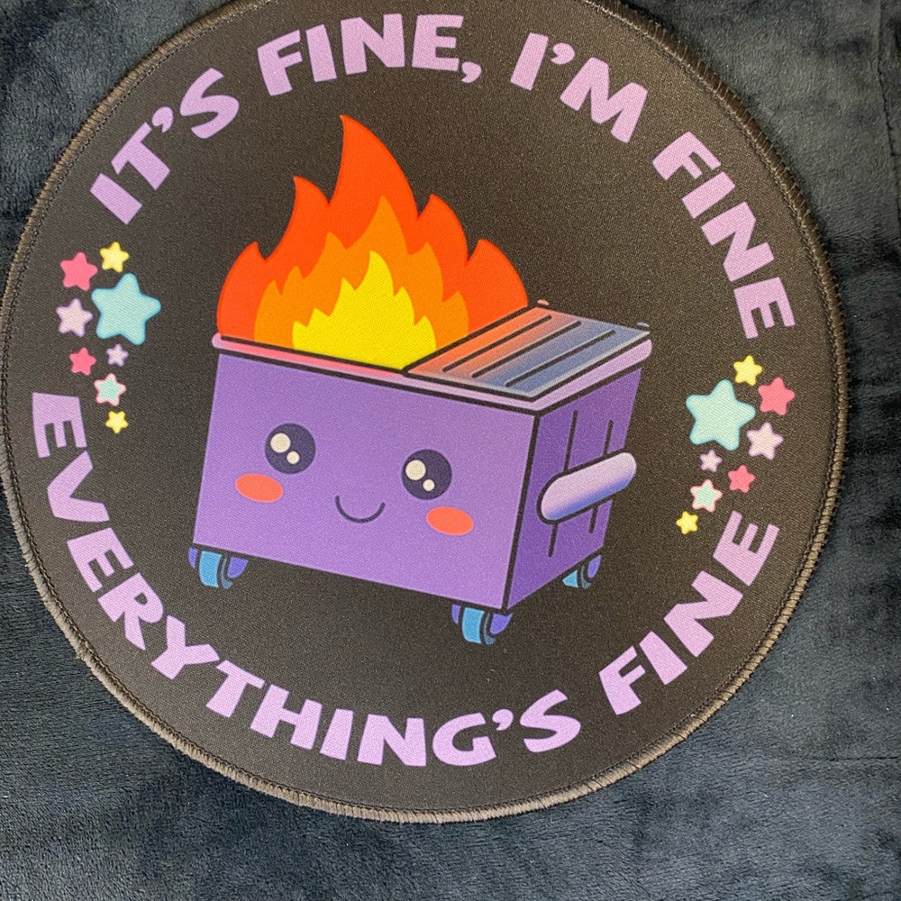 $3 ADD ON ITEM Cute Purple Dumpster Fire Mouse Pad